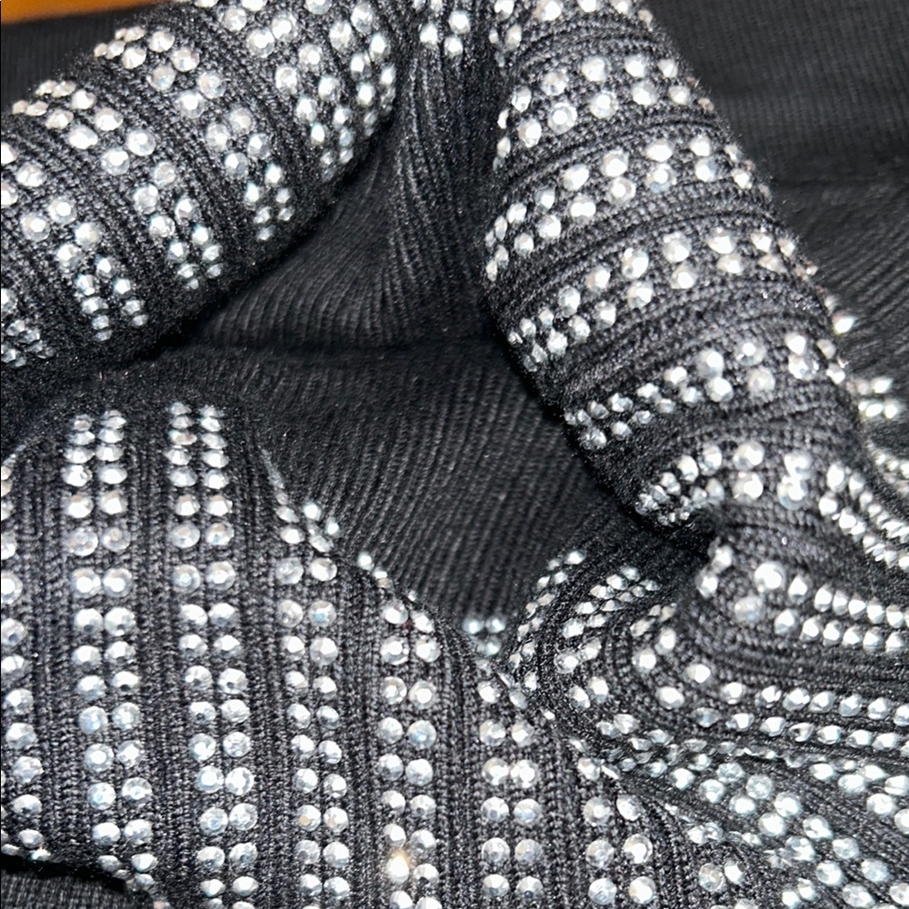 Stylish Black Turtleneck Sweater with silver studs light weight.17 “ pit to pit
